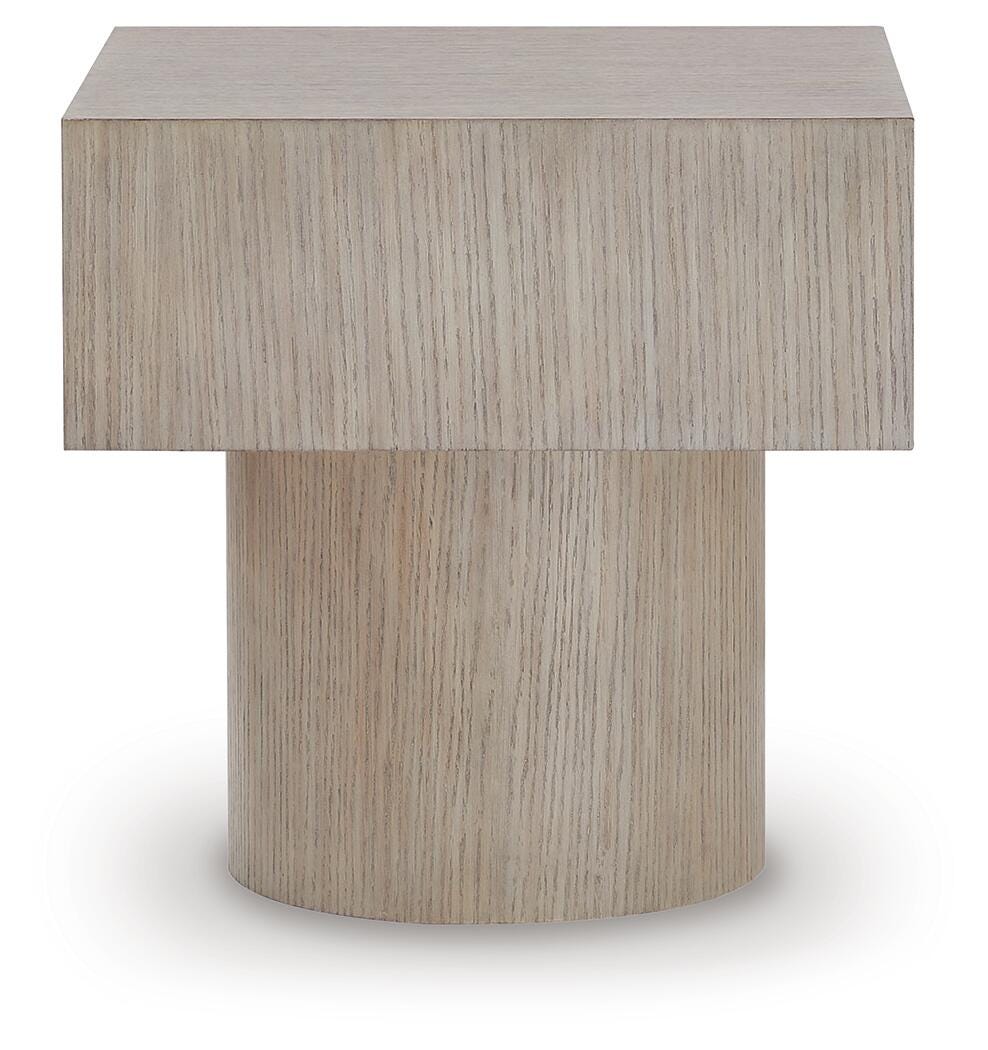 Jorielyn End Table in Light Grayish Brown, front view