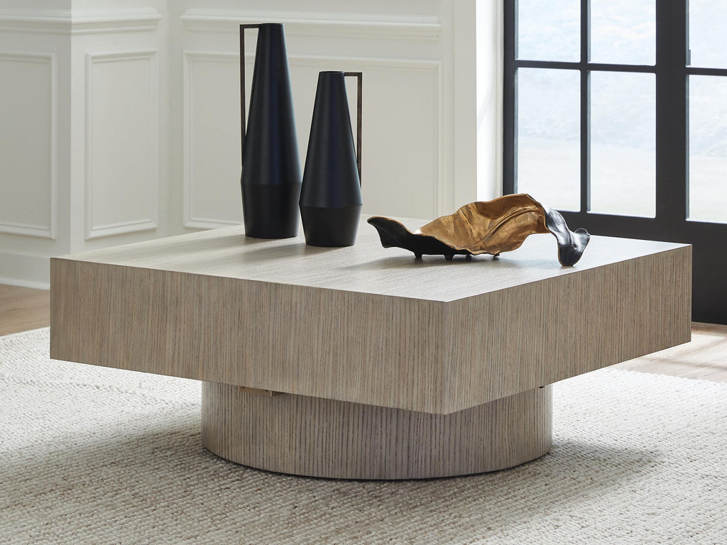 Jorielyn Coffee Table in Light Grayish Brown, lifestyle view