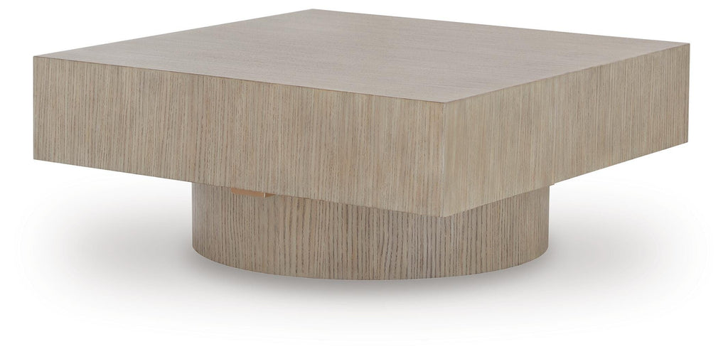 Jorielyn Coffee Table in Light Grayish Brown, angle view