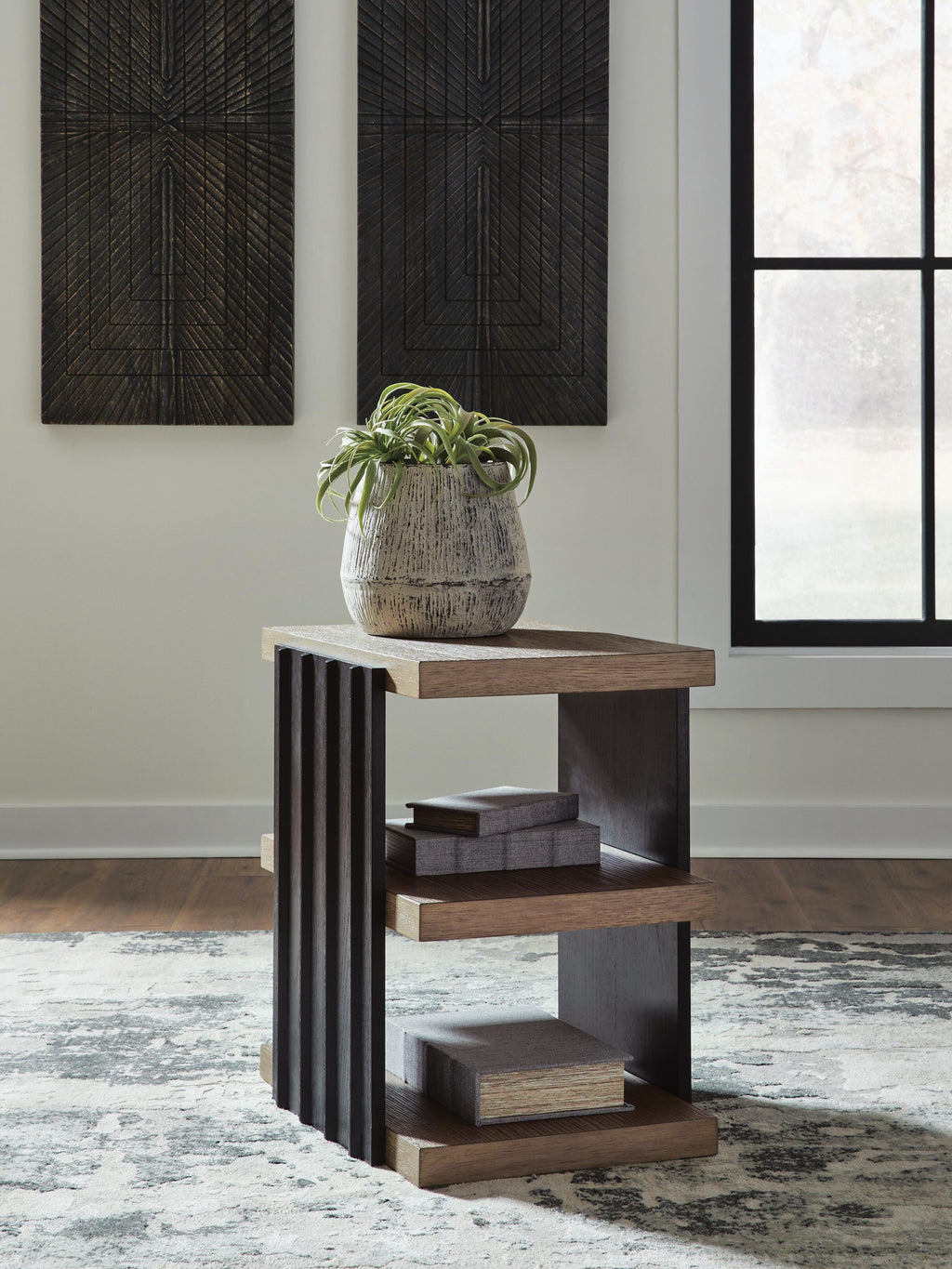 Rylandyn End Table in Black/Light Brown, lifestyle view