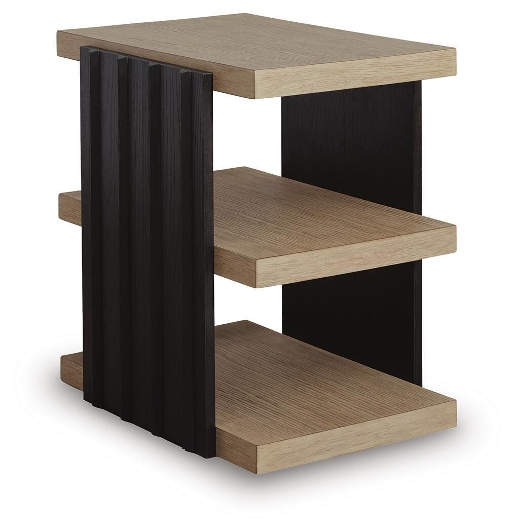Rylandyn End Table in Black/Light Brown, angle view