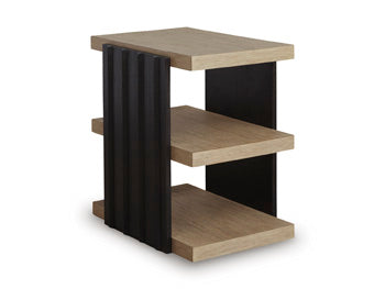 Rylandyn End Table in Black/Light Brown, angle view
