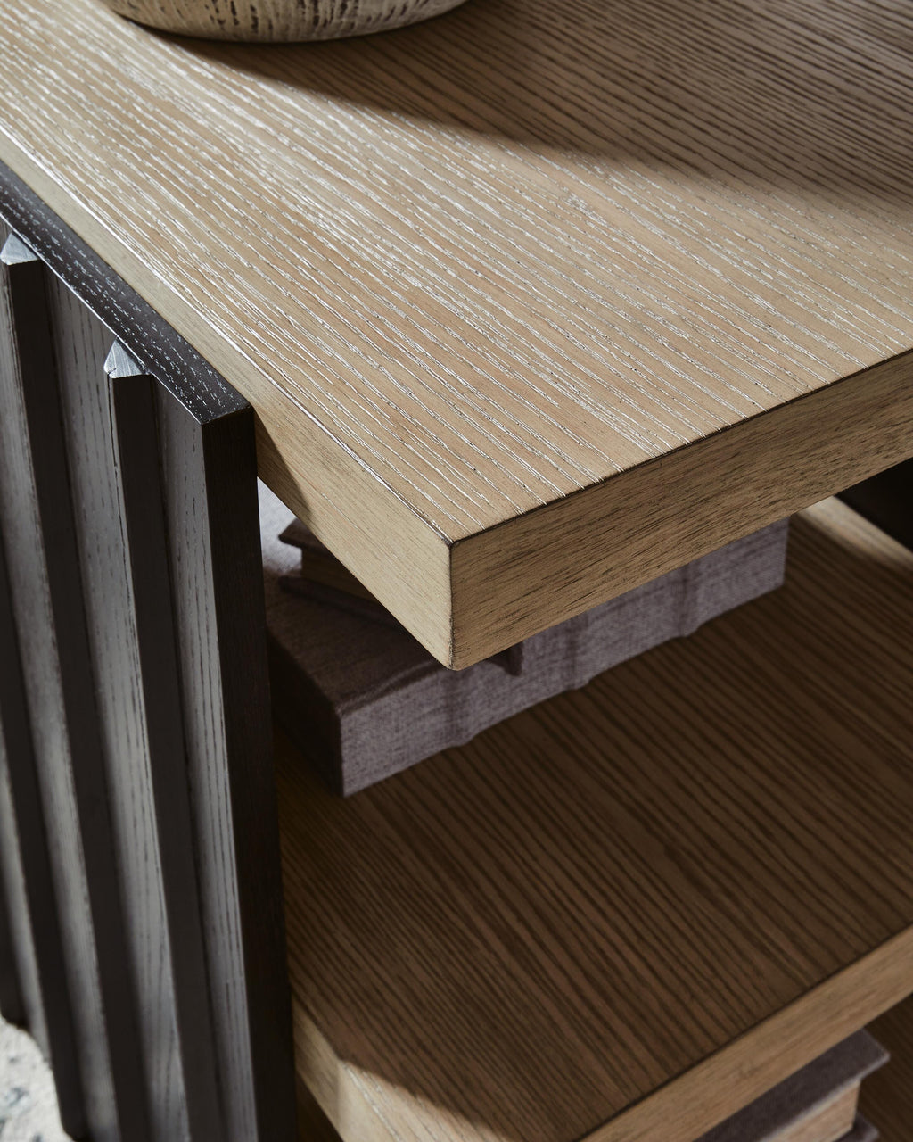 Rylandyn End Table in Black/Light Brown, detail view