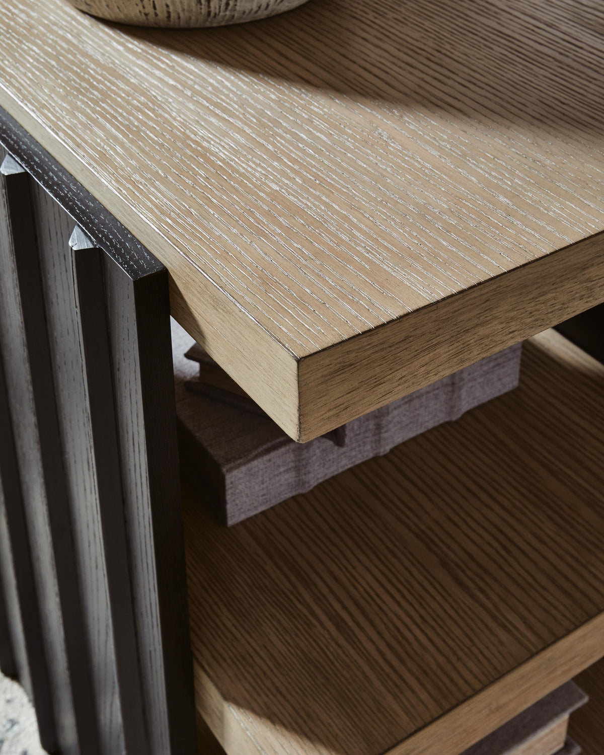 Rylandyn End Table in Black/Light Brown, detail view