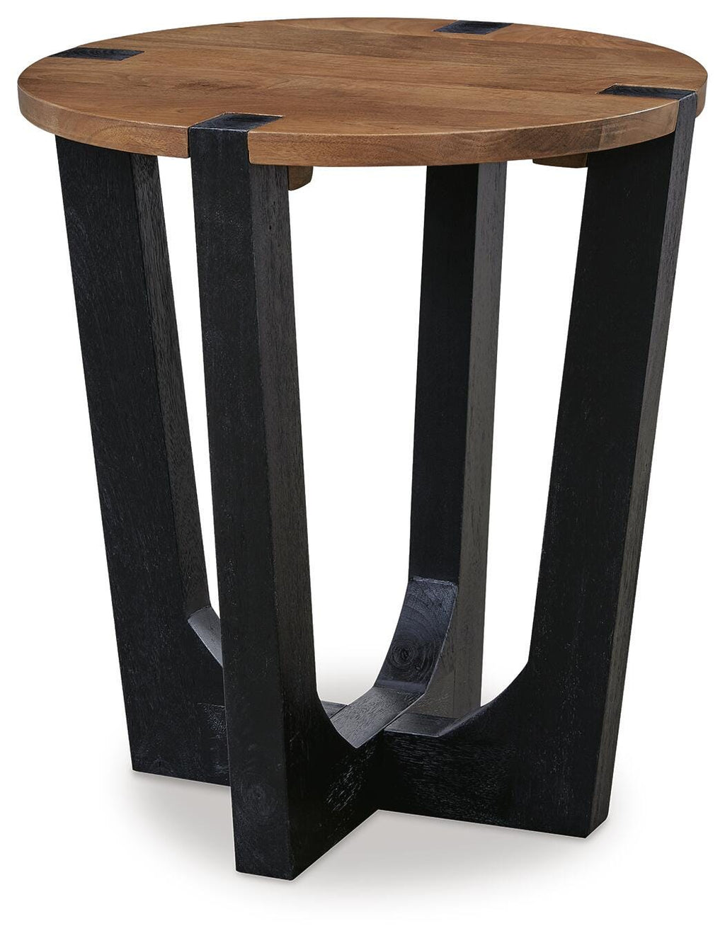 Hanneforth End Table in Brown/Black, angle view