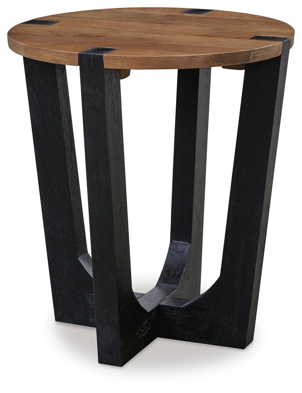 Hanneforth End Table in Brown/Black, angle view