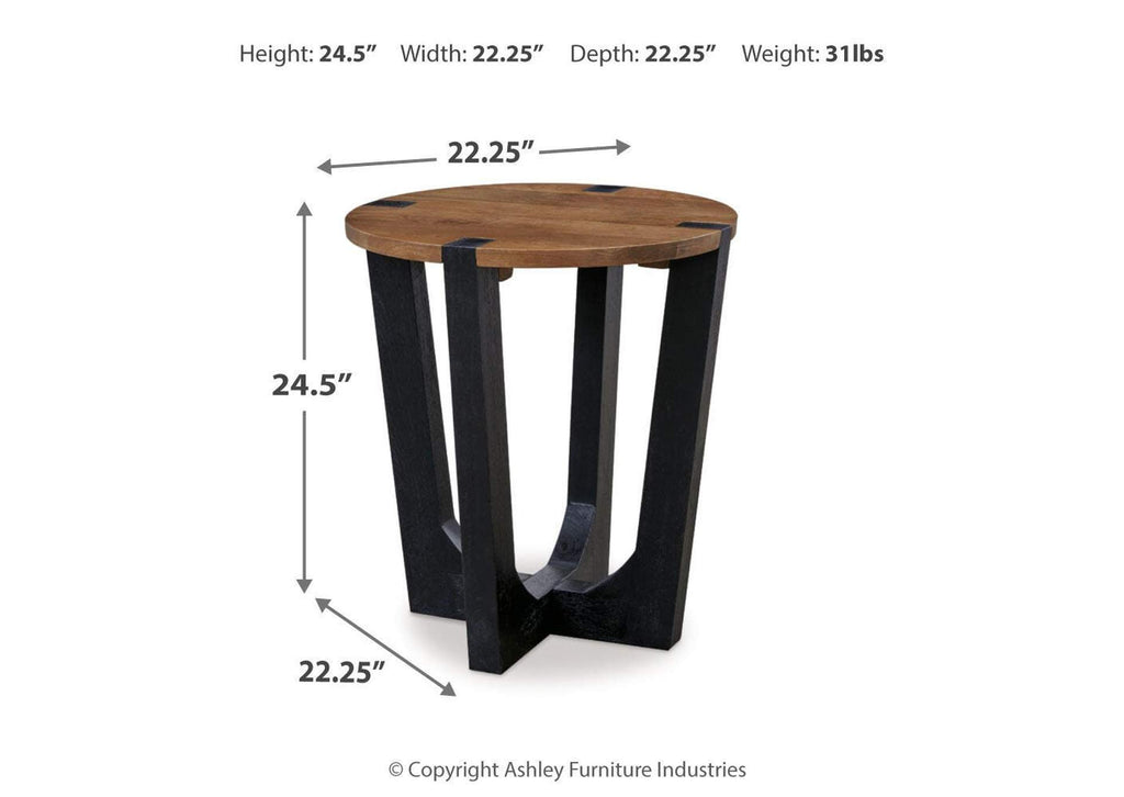 Hanneforth Coffee Table with 2 End Tables dimensions