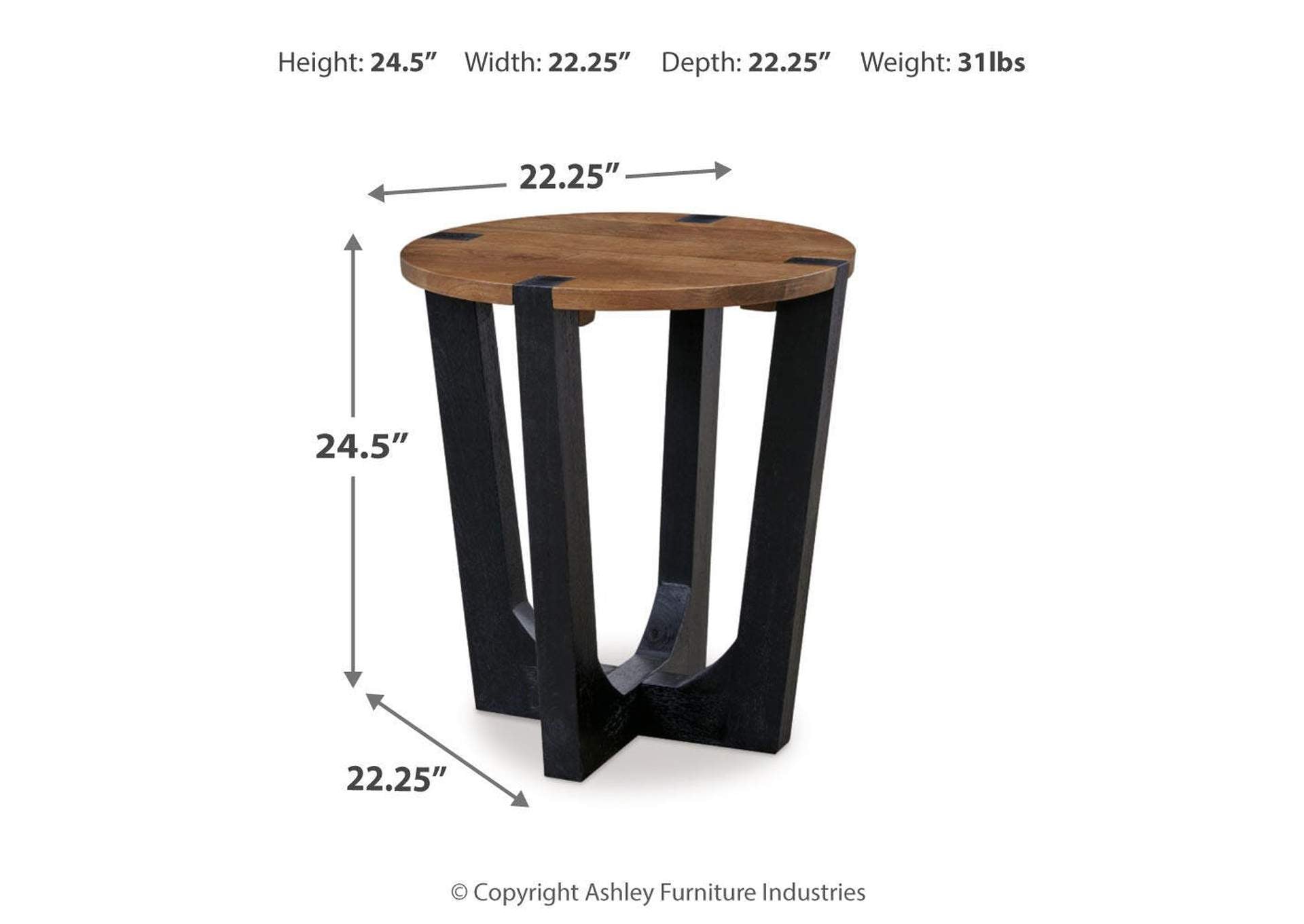 Hanneforth Coffee Table with 2 End Tables dimensions