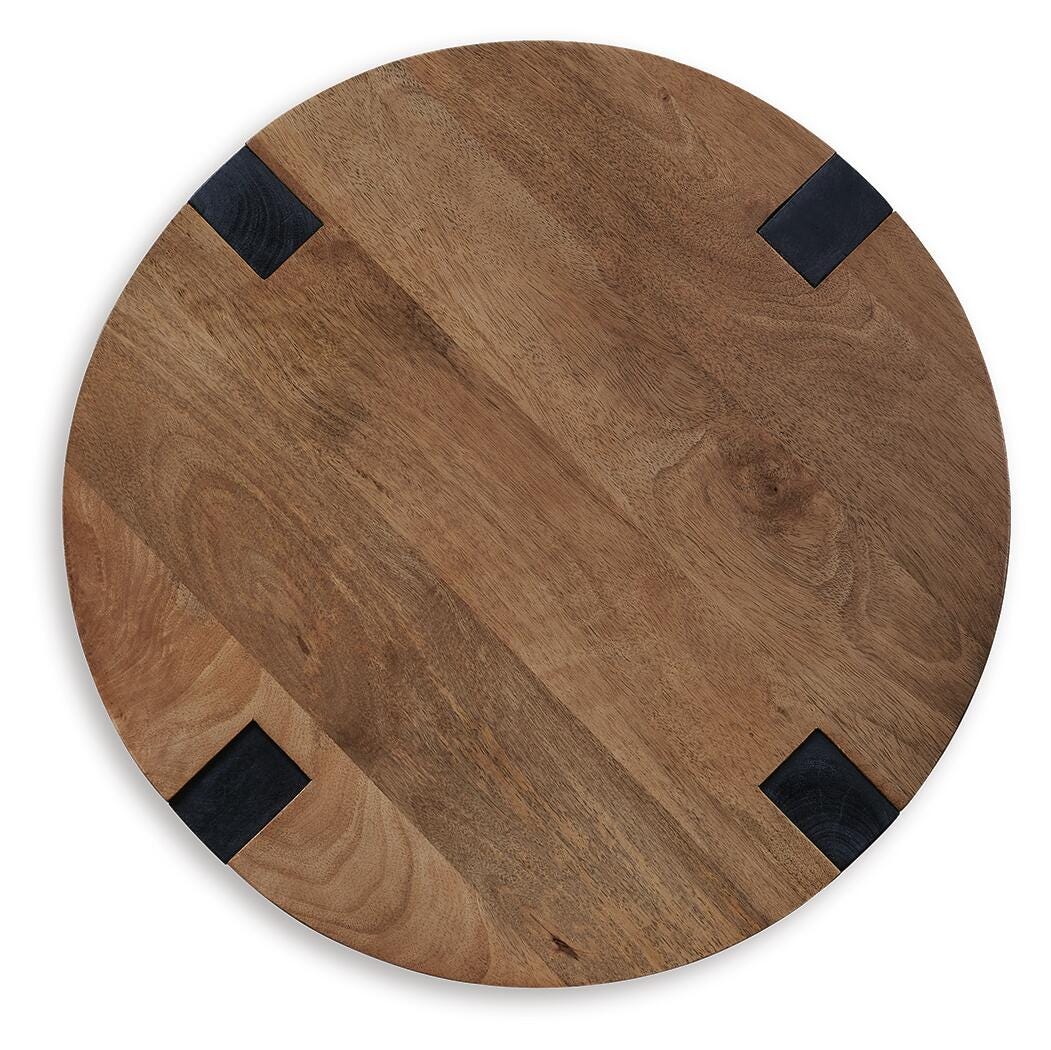 Hanneforth End Table in Brown/Black, top view
