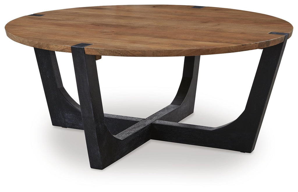 Hanneforth Coffee Table in Brown/Black, angle view