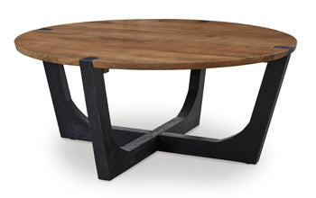 Hanneforth Coffee Table in Brown/Black, angle view