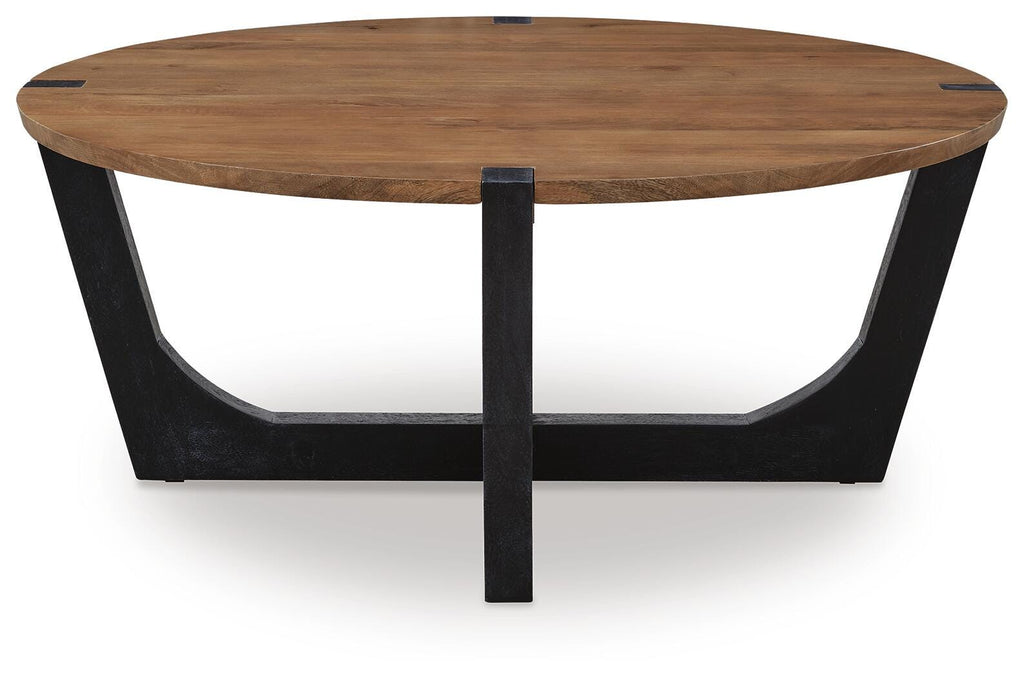 Hanneforth Coffee Table in Brown/Black, front view