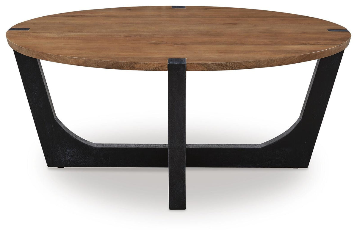 Hanneforth Coffee Table in Brown/Black, front view