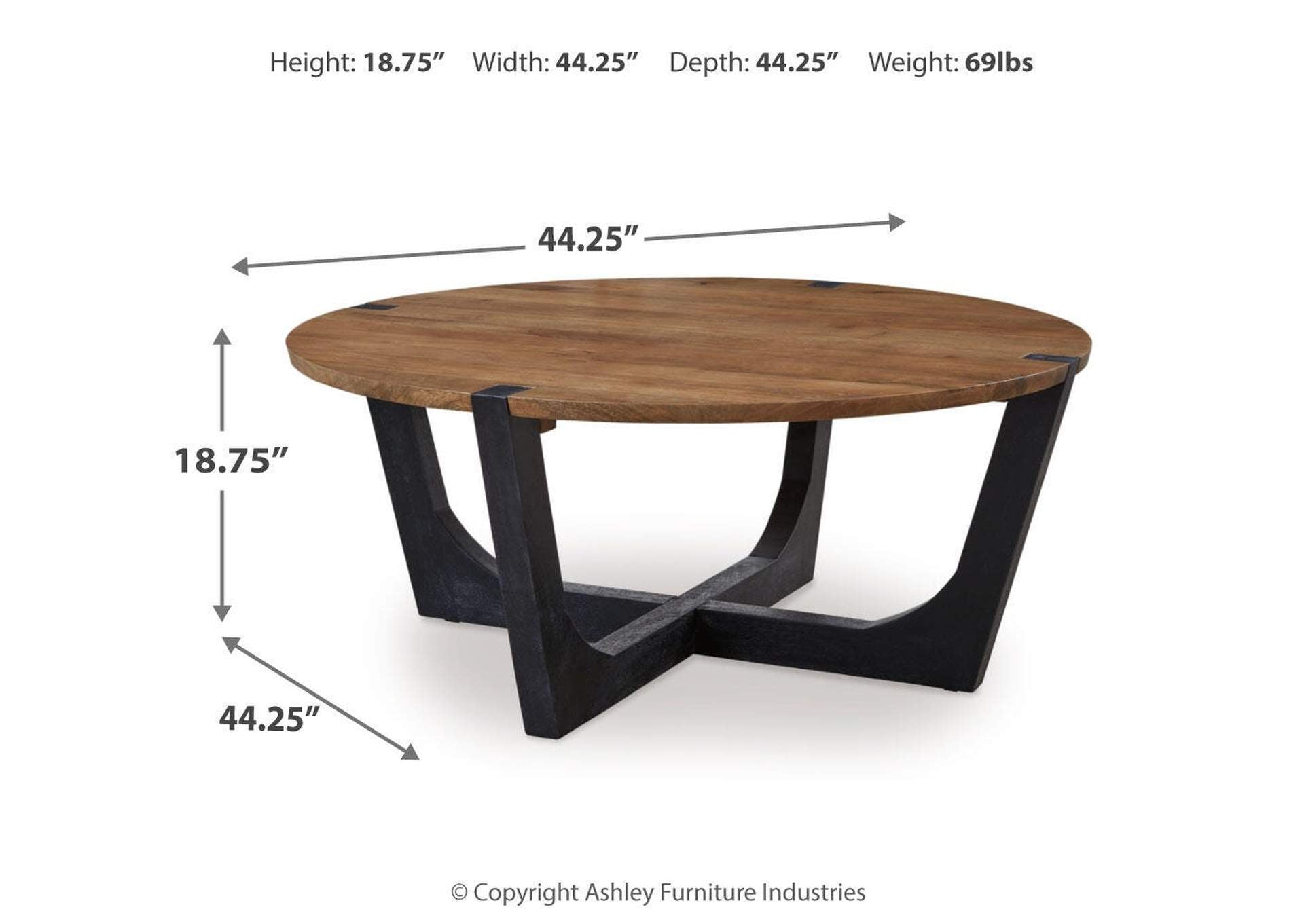 Hanneforth Coffee Table with 2 End Tables dimensions