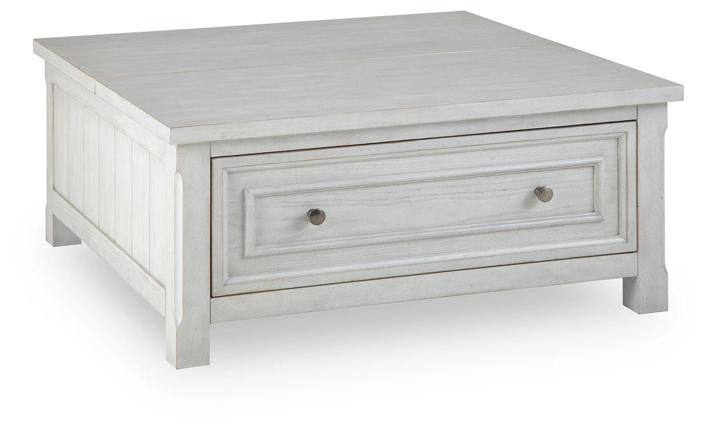 Robbinsdale Lift-Top Coffee Table in Antique White, closed view