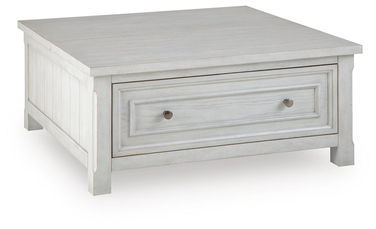 Robbinsdale Lift-Top Coffee Table in Antique White, closed view