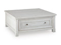 Robbinsdale Lift-Top Coffee Table in Antique White, closed view