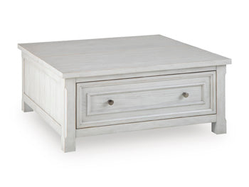 Robbinsdale Lift-Top Coffee Table in Antique White, closed view