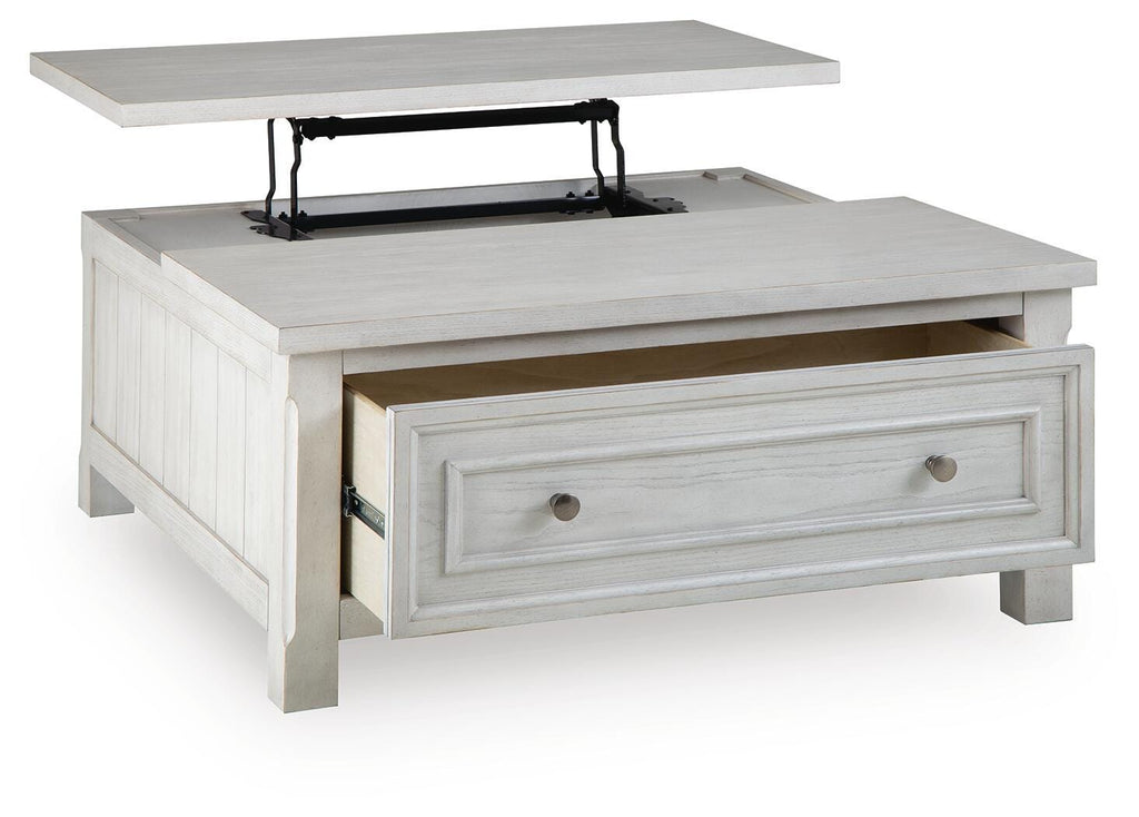 Robbinsdale Lift-Top Coffee Table in Antique White, open view