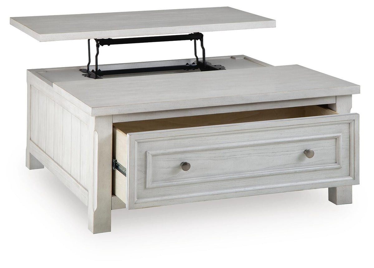 Robbinsdale Lift-Top Coffee Table in Antique White, open view