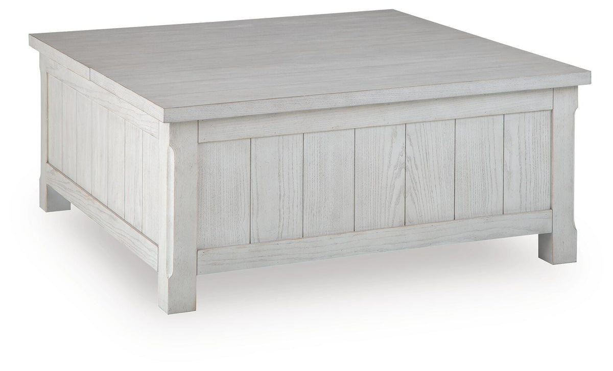 Robbinsdale Lift-Top Coffee Table in Antique White, back view