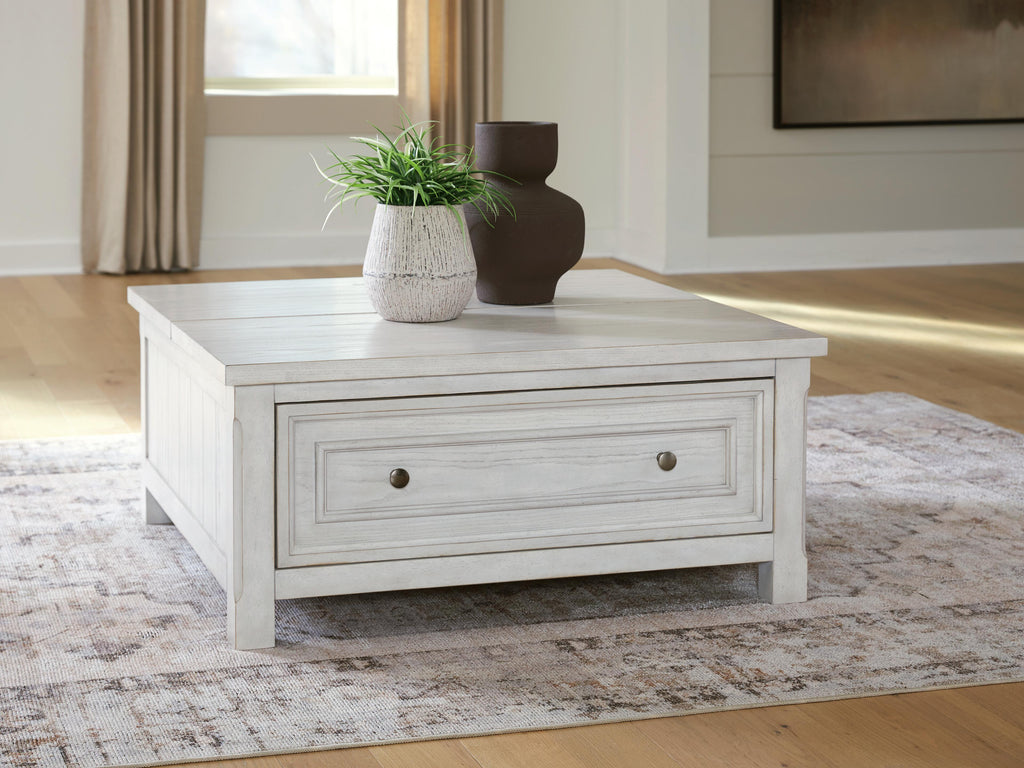 Robbinsdale Lift-Top Coffee Table in Antique White, closed view