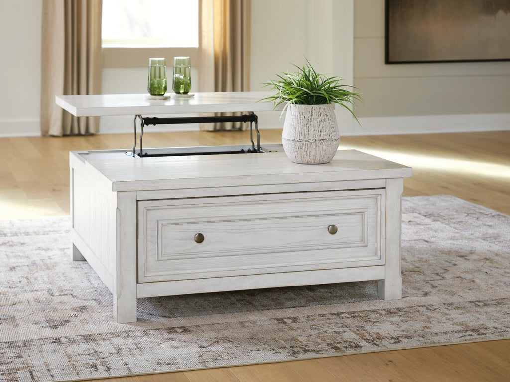 Robbinsdale Lift-Top Coffee Table in Antique White, open view