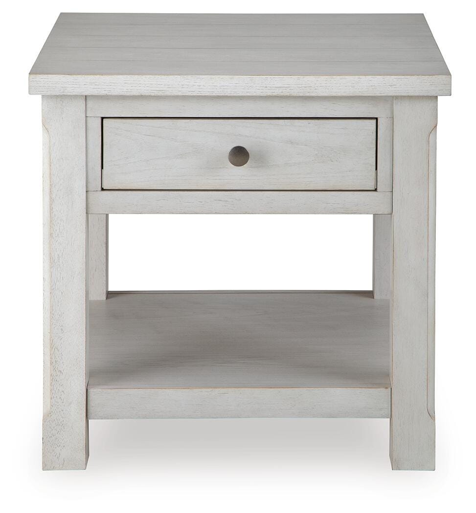 Robbinsdale End Table in Antique White, front view