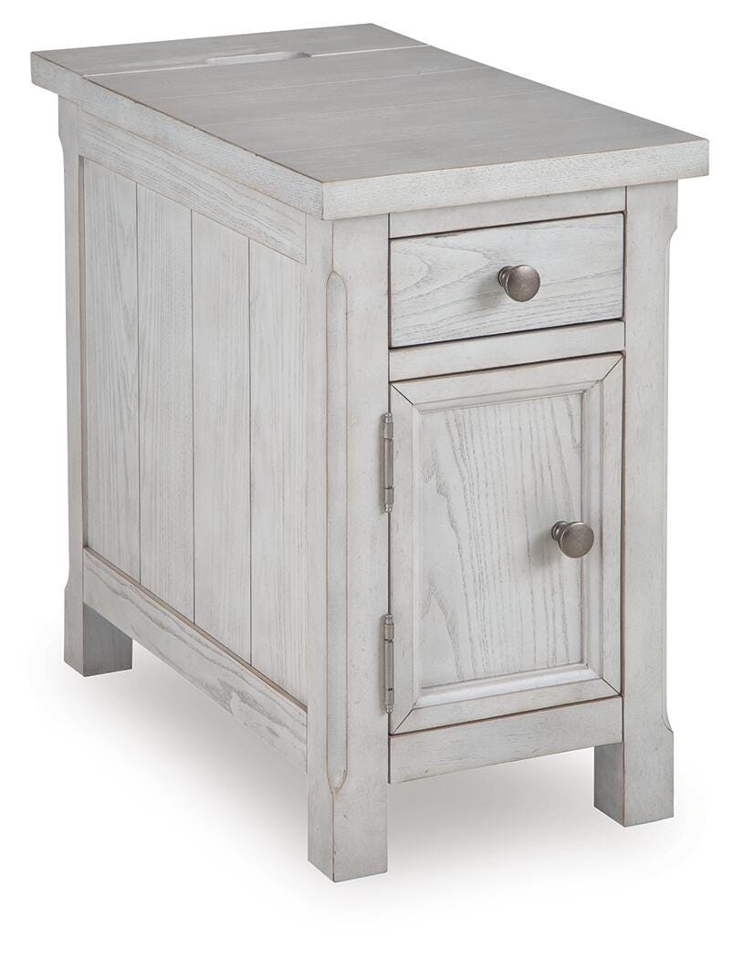 Robbinsdale Chairside End Table in Antique White, closed view
