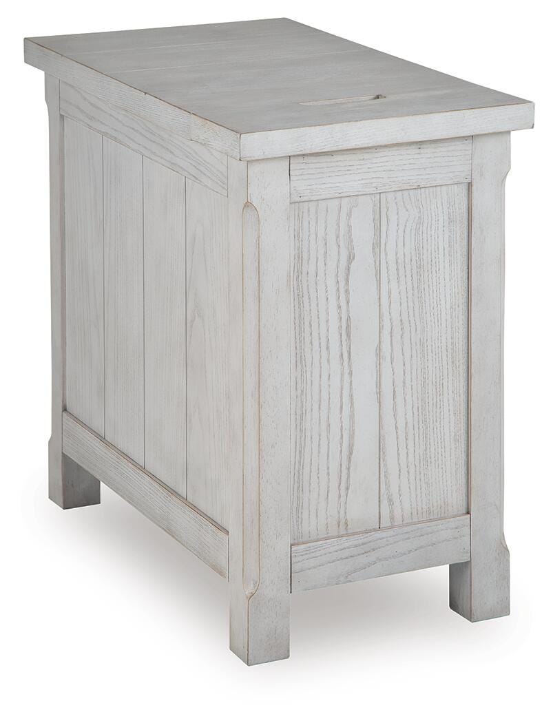 Robbinsdale Chairside End Table in Antique White, back view
