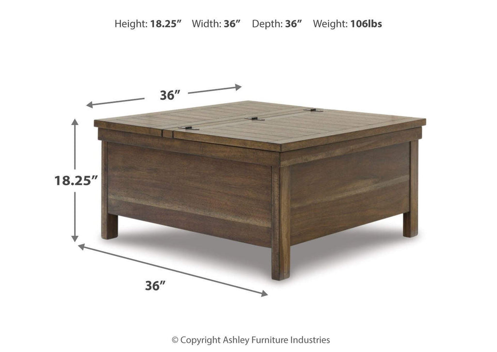 Moriville Lift-Top Coffee Table dimensions