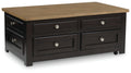 Drazmine Lift-Top Coffee Table in Brown, closed view