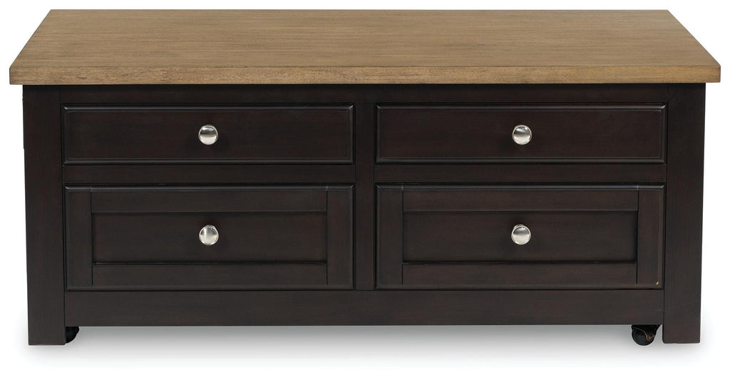 Drazmine Lift-Top Coffee Table in Brown, front view
