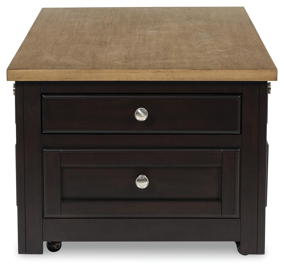 Drazmine Lift-Top Coffee Table in Brown, side view