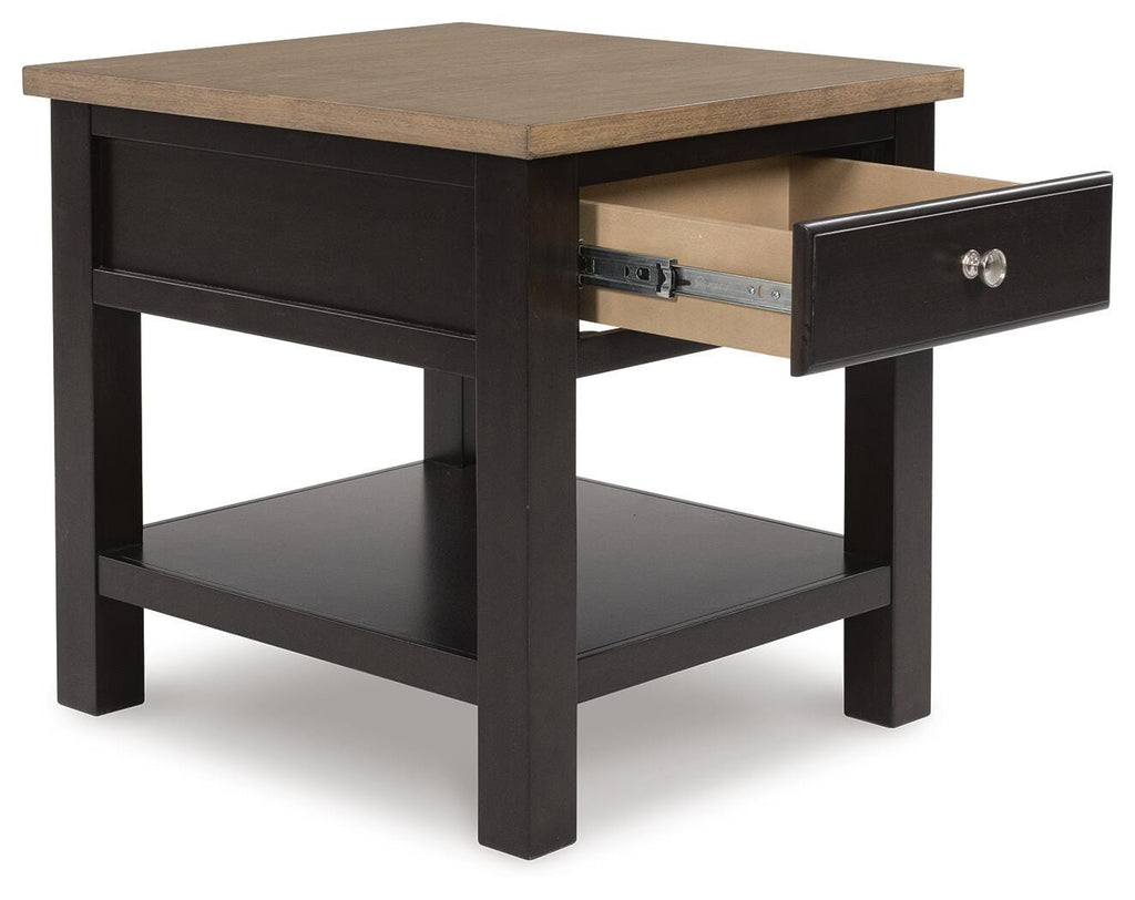 Drazmine End Table in Brown, open view