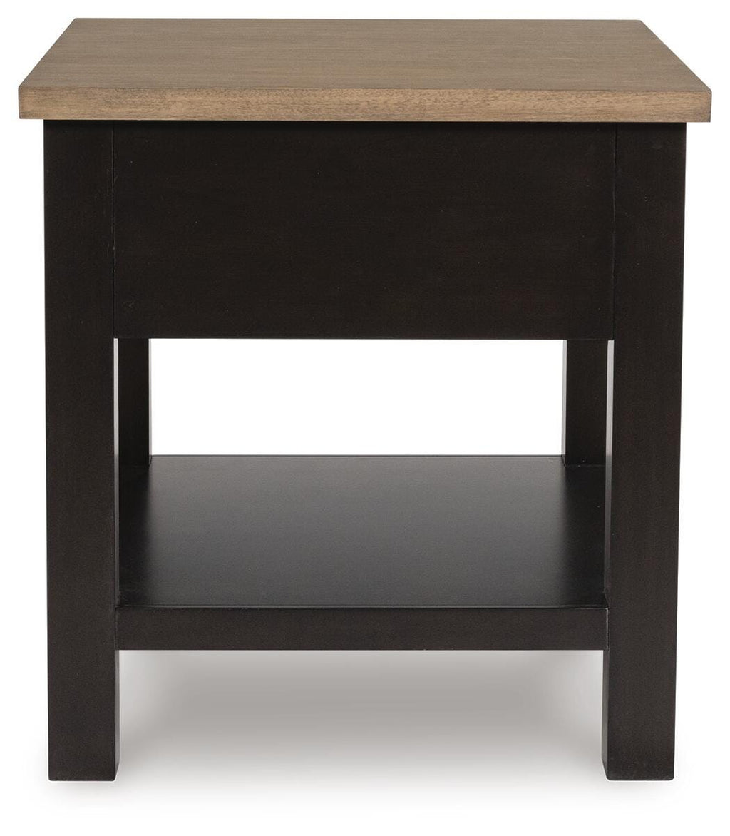 Drazmine End Table in Brown, back view