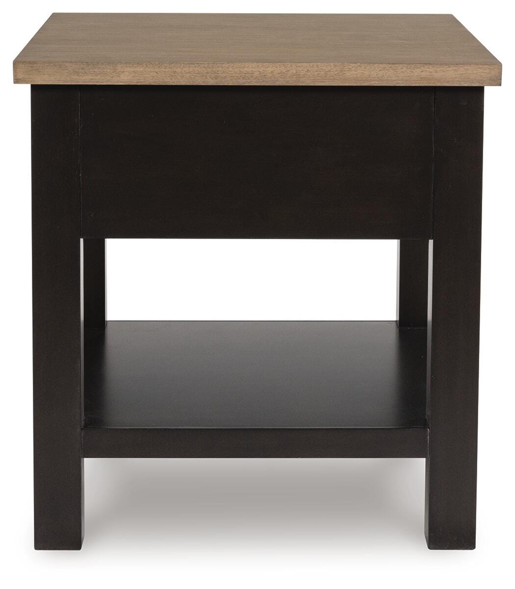 Drazmine End Table in Brown, back view