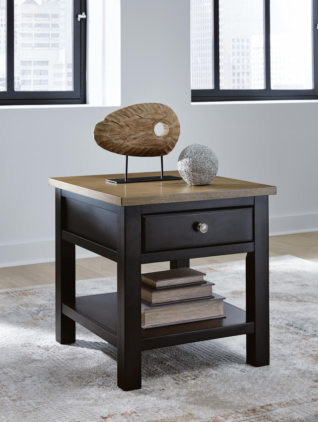 Drazmine End Table in Brown, closed view