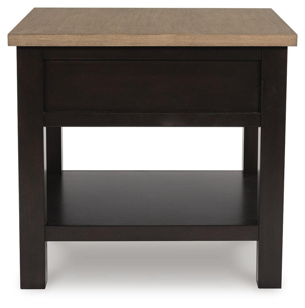 Drazmine End Table in Brown, side view