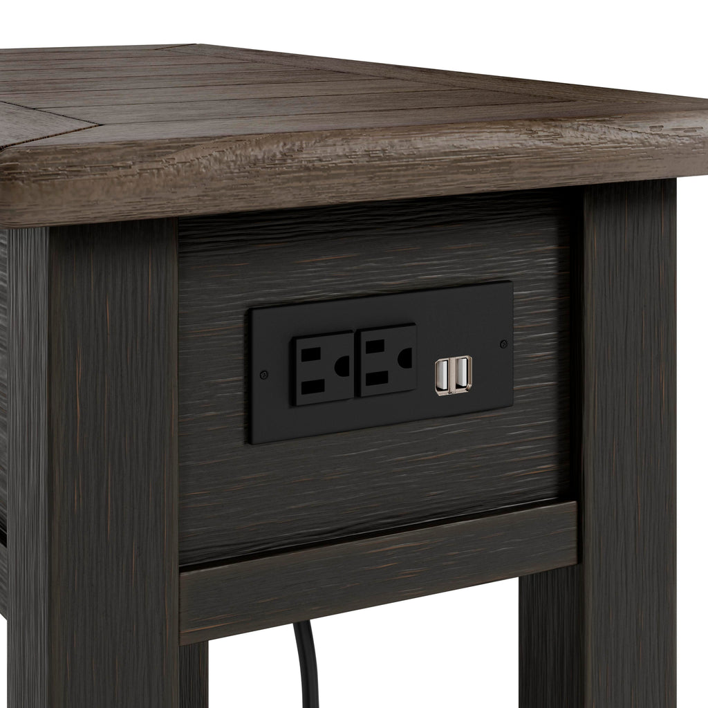 Tyler Creek Chairside End Table in Grayish Brown/Black, detail view