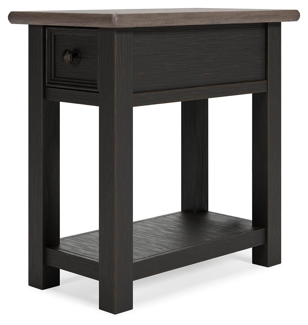 Tyler Creek Chairside End Table in Grayish Brown/Black, angle view