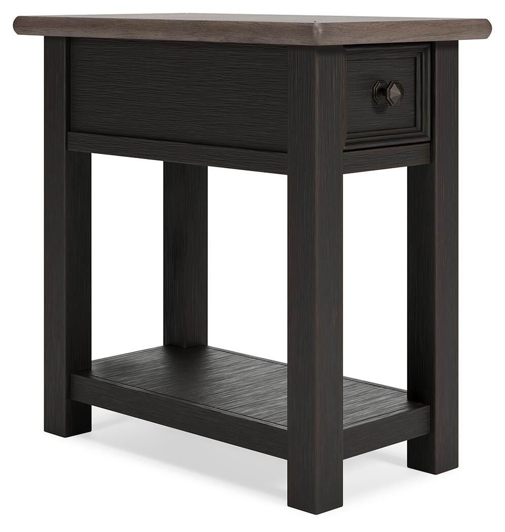 Tyler Creek Chairside End Table in Grayish Brown/Black, closed view