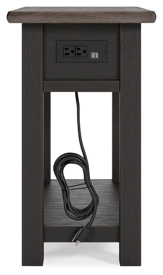 Tyler Creek Chairside End Table in Grayish Brown/Black, back view