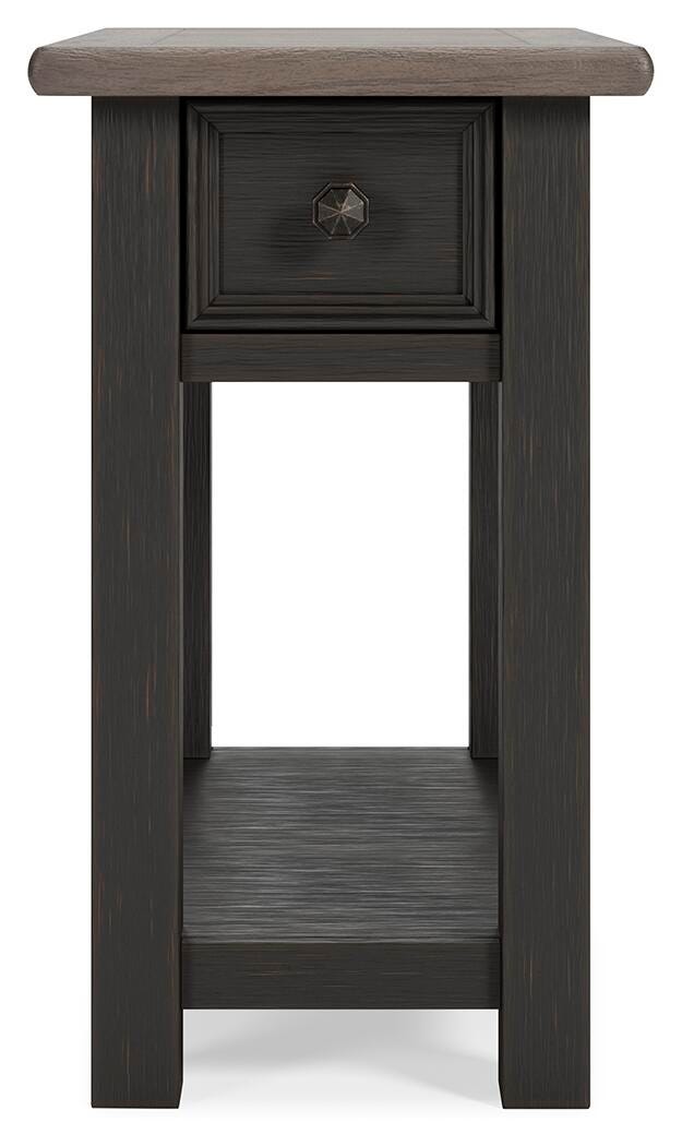 Tyler Creek Chairside End Table in Grayish Brown/Black, front view