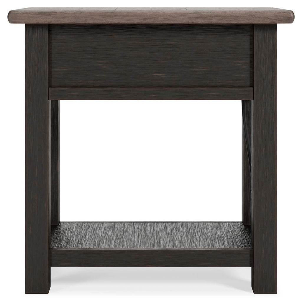 Tyler Creek Chairside End Table in Grayish Brown/Black, alternate side view