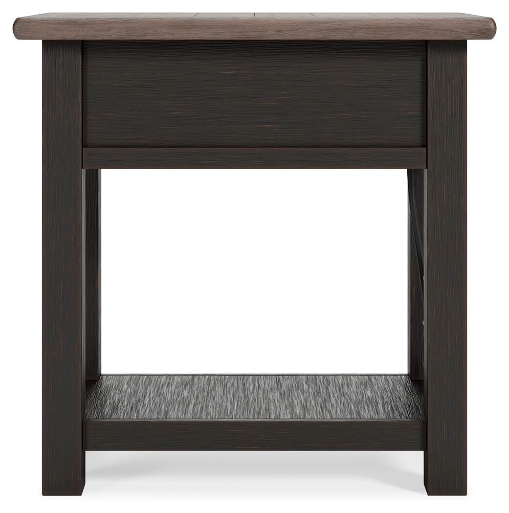 Tyler Creek Chairside End Table in Grayish Brown/Black, alternate side view