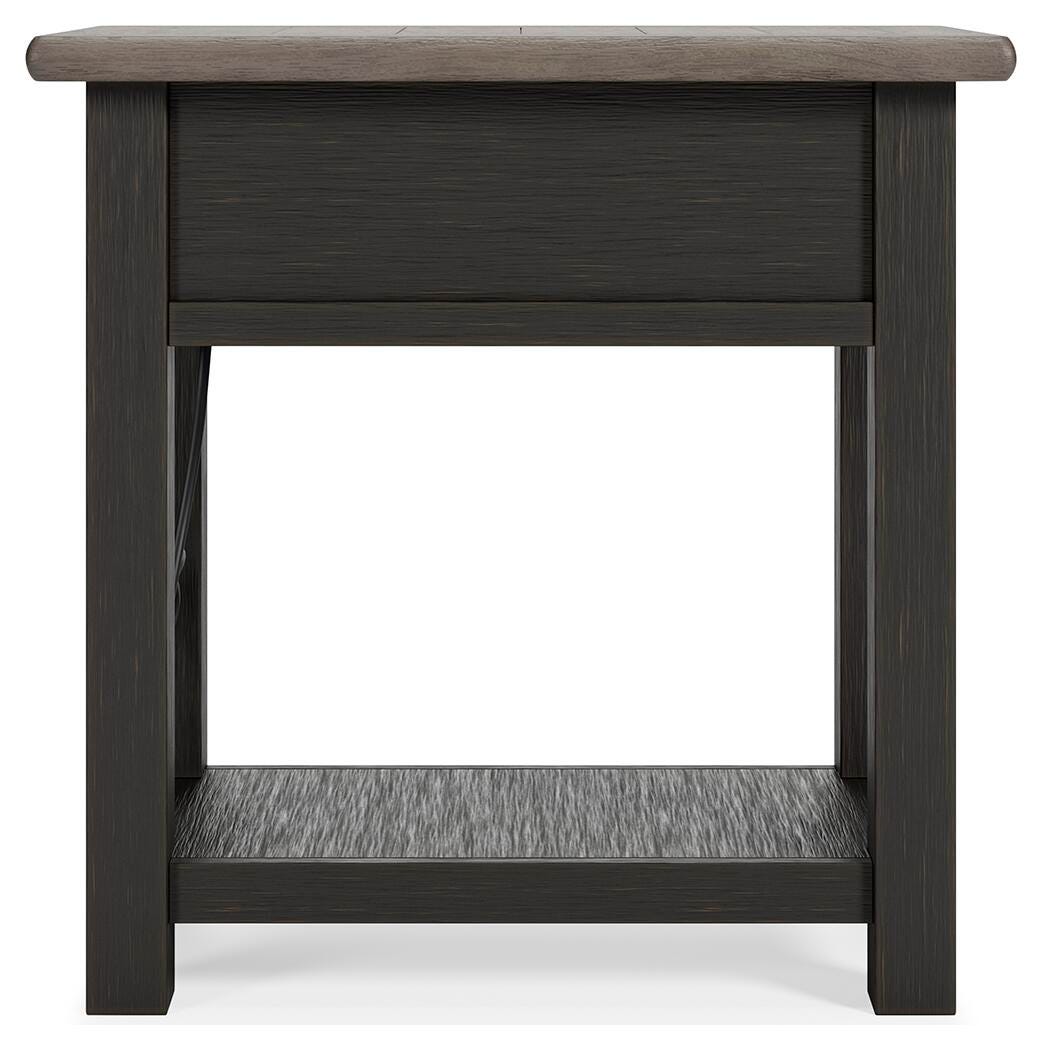 Tyler Creek Chairside End Table in Grayish Brown/Black, side view