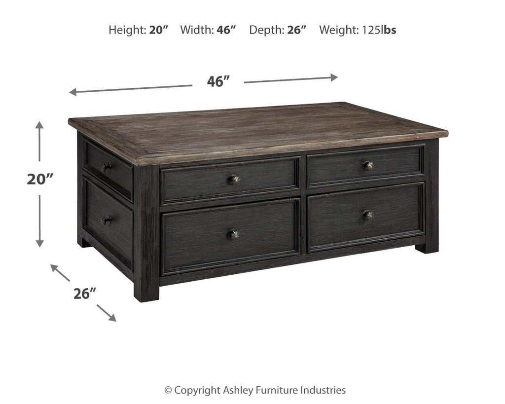 Tyler Creek Coffee Table with Lift Top in Grayish Brown/Black, alternate view 5