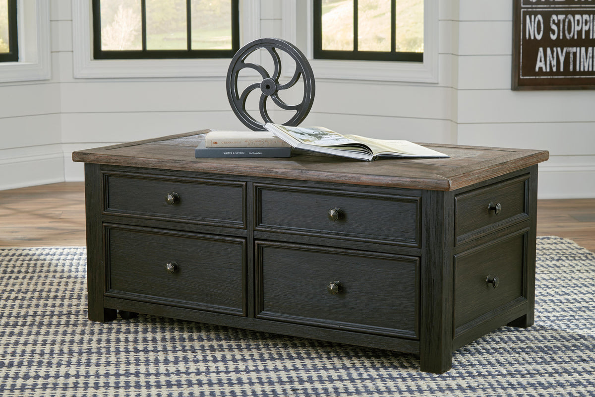 Tyler Creek Coffee Table with Lift Top in Grayish Brown/Black, alternate view 15