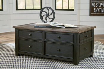 Tyler Creek Coffee Table with Lift Top in Grayish Brown/Black